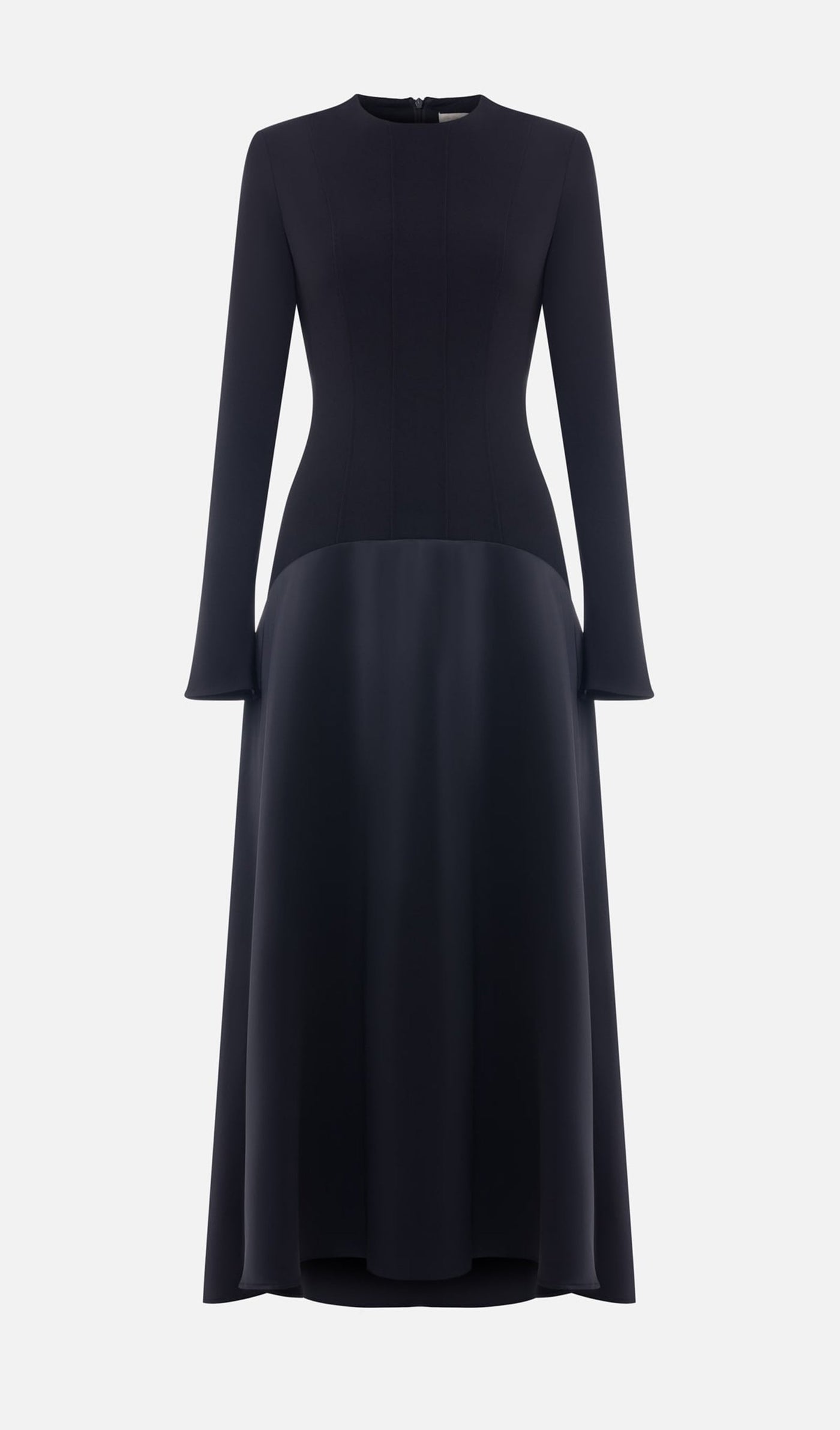 Elodie | Luxe Long Sleeve Satin-Panel Evening Dress