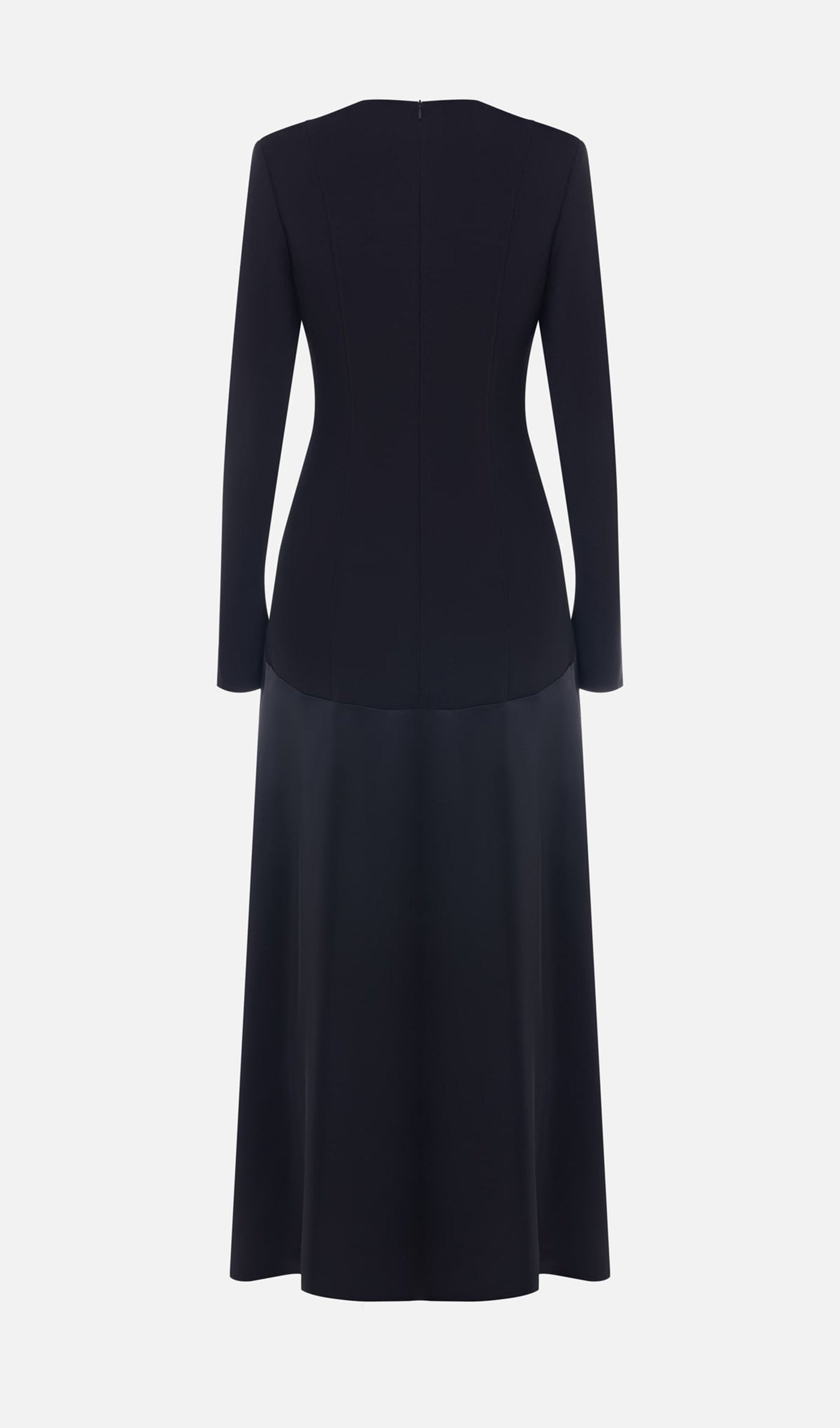 Elodie | Luxe Long Sleeve Satin-Panel Evening Dress