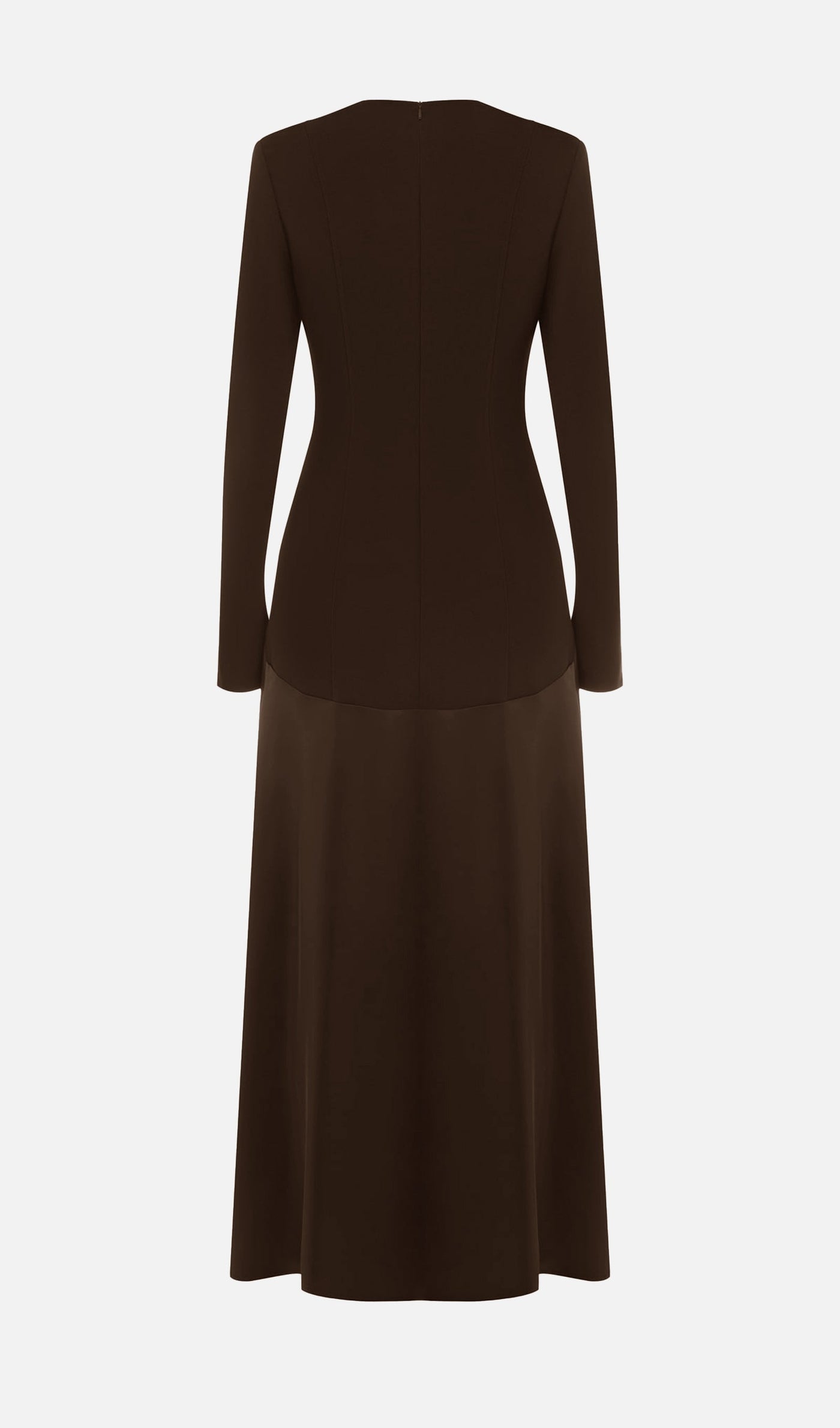 Elodie | Luxe Long Sleeve Satin-Panel Evening Dress