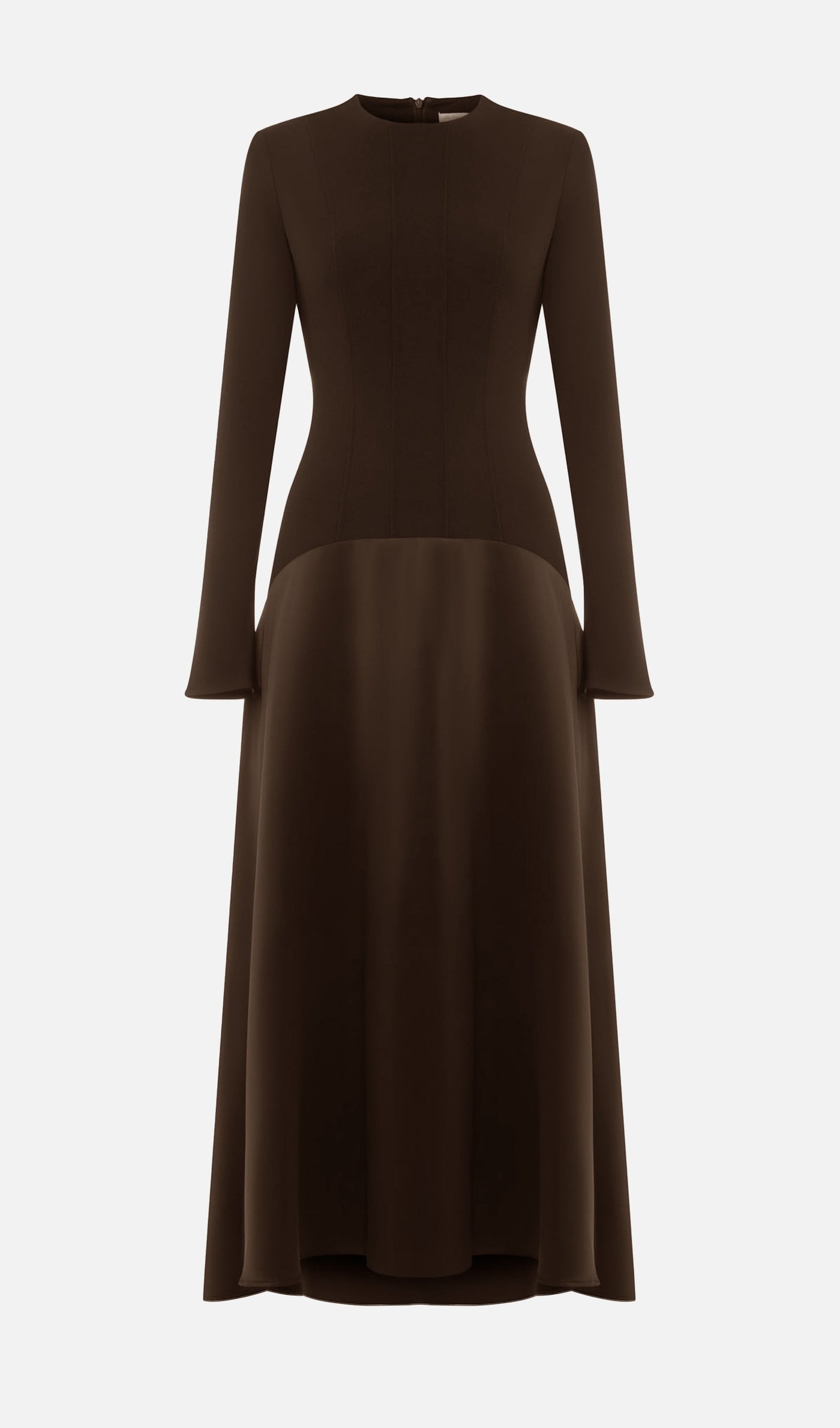 Elodie | Luxe Long Sleeve Satin-Panel Evening Dress