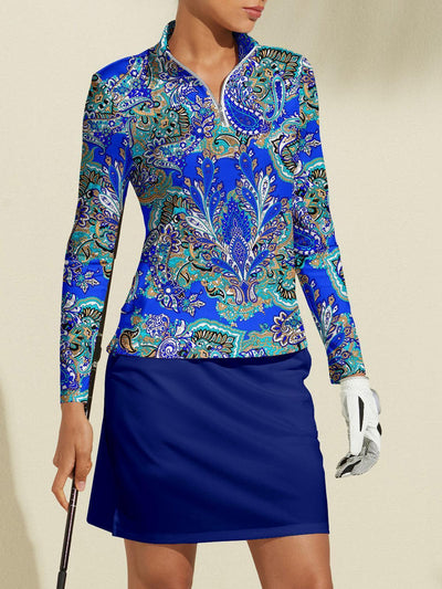 Paisley | Printed Zip-Neck Active Skort Set