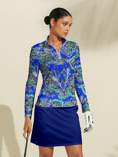 Paisley | Printed Zip-Neck Active Skort Set