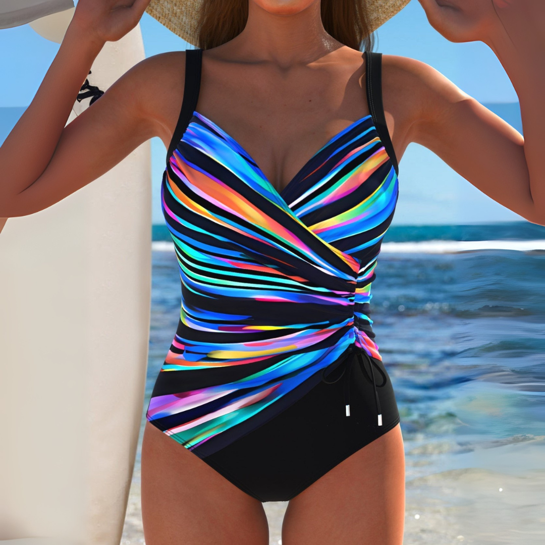 Lily | Floral Ruched V-Neck Swimsuit