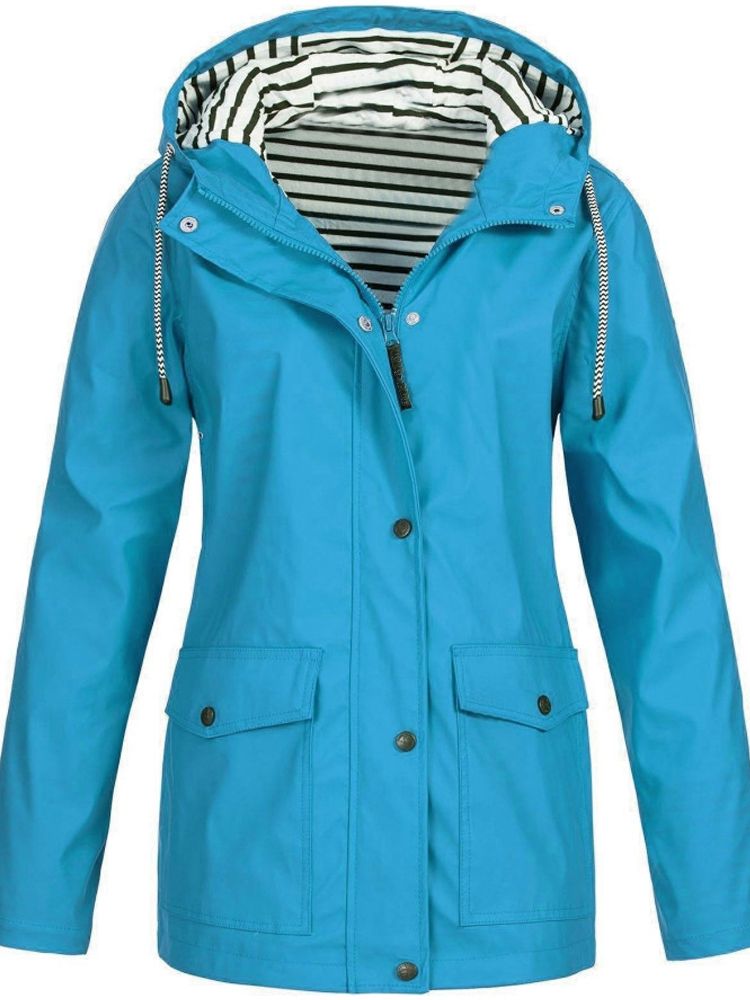 Poppy | Bright Waterproof Striped-Lined Raincoat