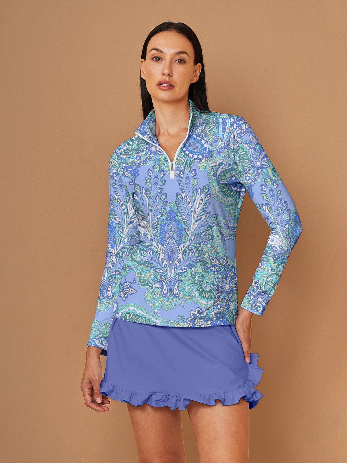 Paisley | Printed Zip-Neck Active Skort Set