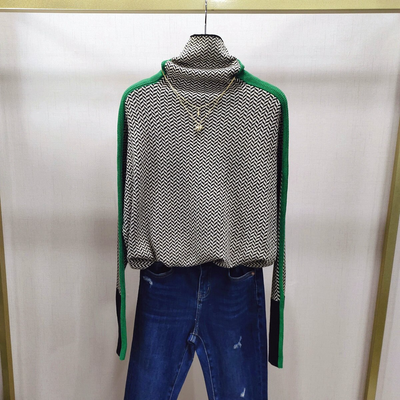 Clara | Retro Chevron Knit Mock Neck Sweater