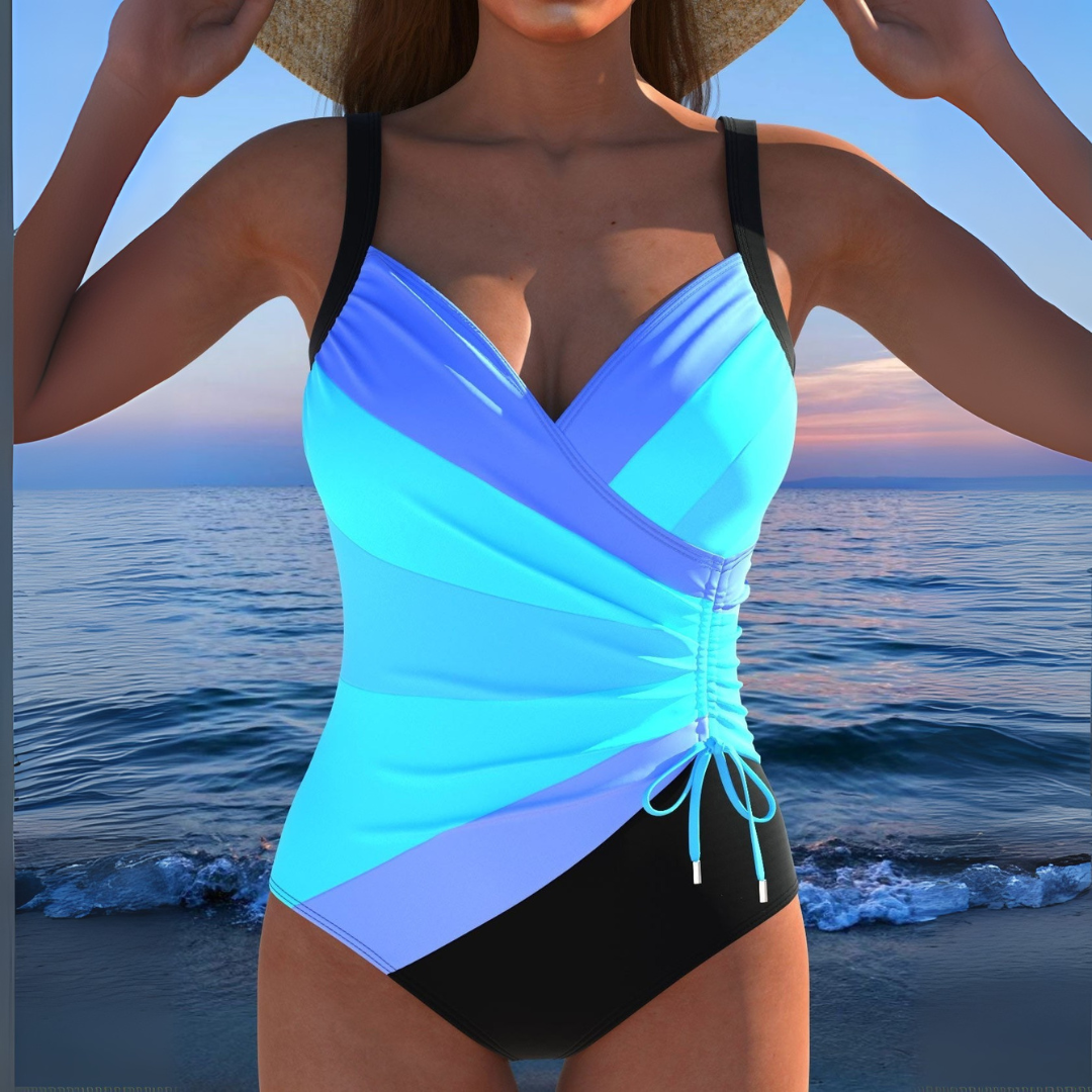 Lily | Floral Ruched V-Neck Swimsuit