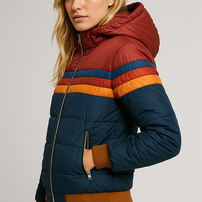 Jasmine | Retro Striped Puffer Jacket