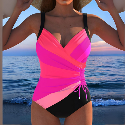 Lily | Floral Ruched V-Neck Swimsuit