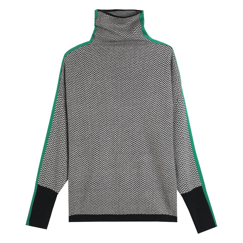 Clara | Retro Chevron Knit Mock Neck Sweater