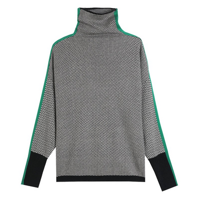 Clara | Retro Chevron Knit Mock Neck Sweater