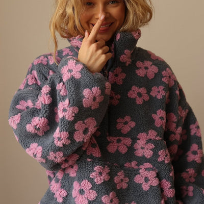 Lola | Cozy Daisy Print Sherpa Pullover