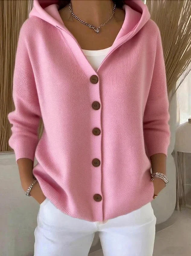 Ella | Soft Touch Knit Button Hoodie
