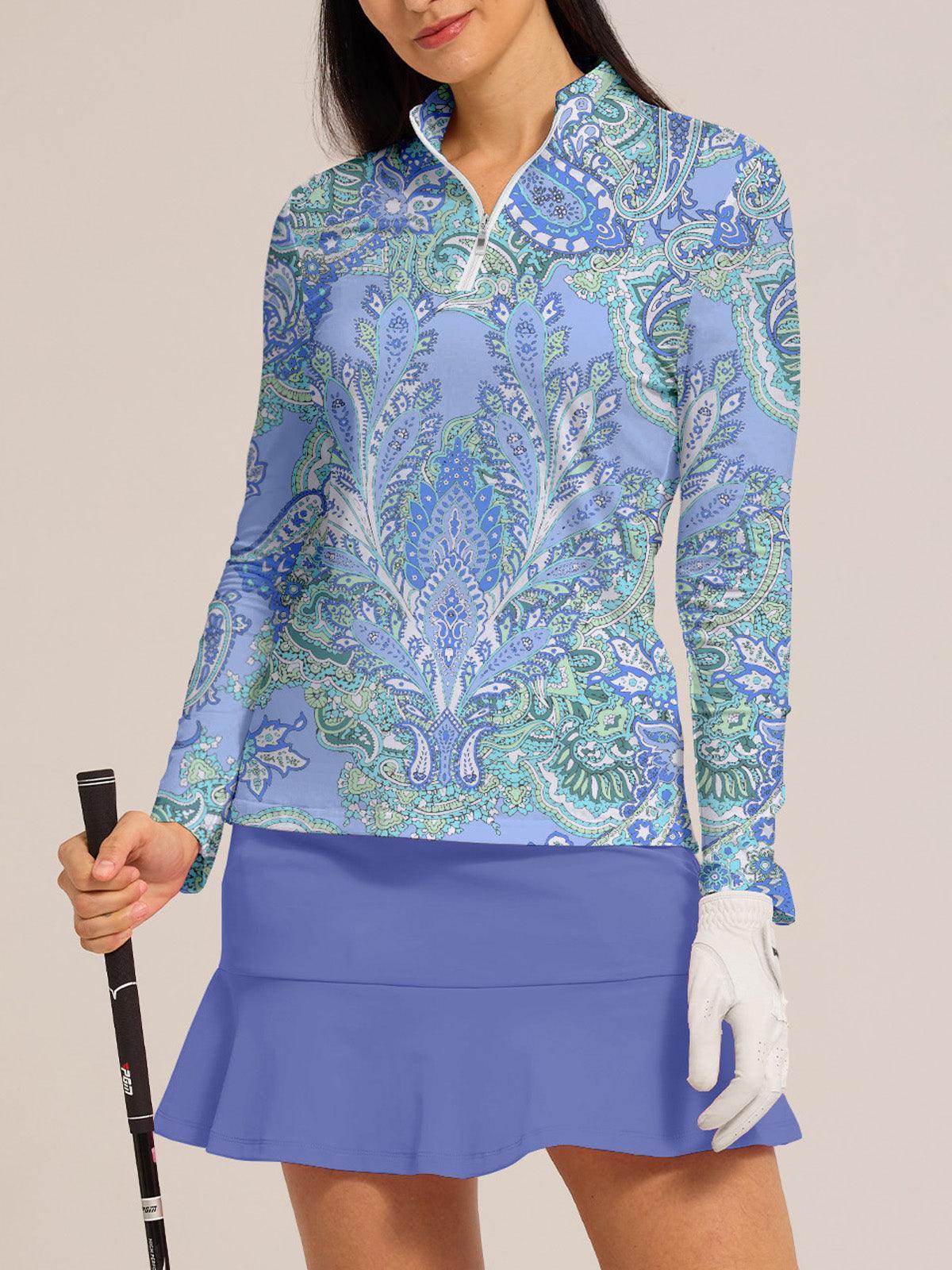 Paisley | Printed Zip-Neck Active Skort Set