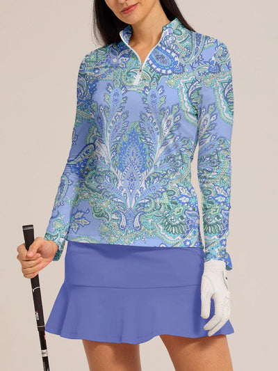 Paisley | Printed Zip-Neck Active Skort Set