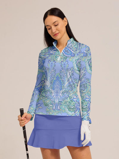 Paisley | Printed Zip-Neck Active Skort Set