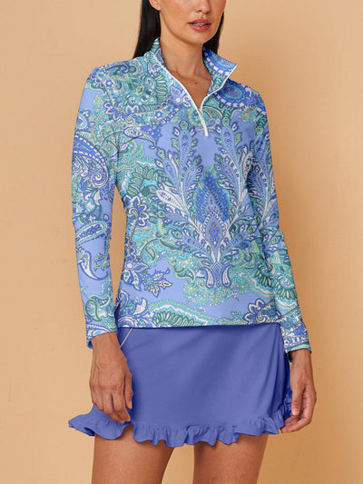 Paisley | Printed Zip-Neck Active Skort Set