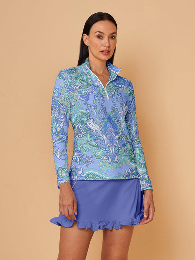 Paisley | Printed Zip-Neck Active Skort Set