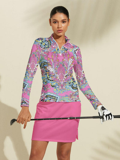 Paisley | Printed Zip-Neck Active Skort Set