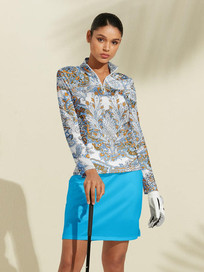 Paisley | Printed Zip-Neck Active Skort Set