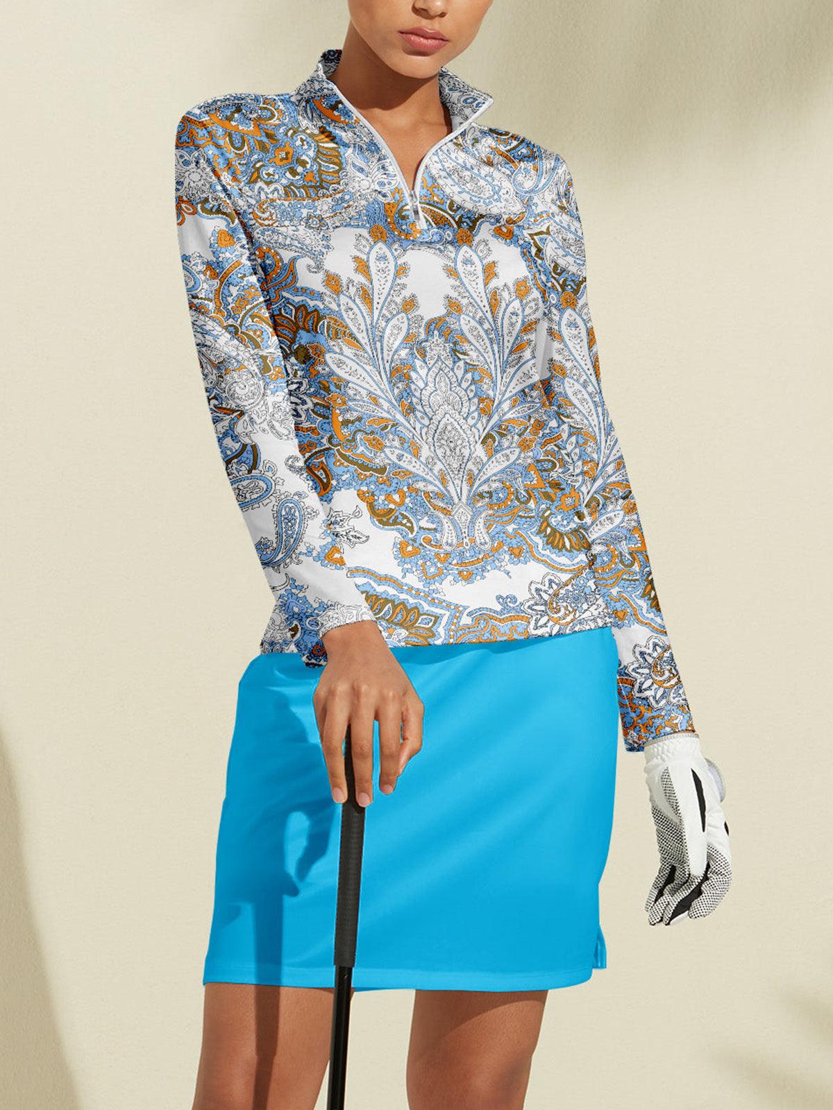 Paisley | Printed Zip-Neck Active Skort Set