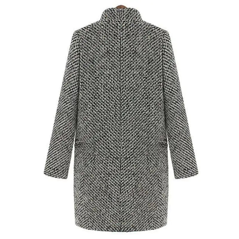 Eliza | Houndstooth Wool-Blend Longline Coat
