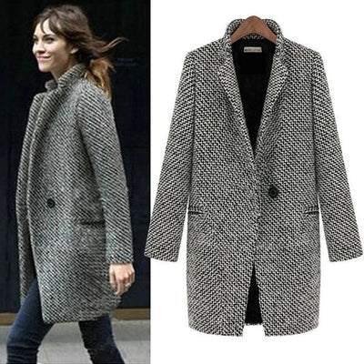 Eliza | Houndstooth Wool-Blend Longline Coat
