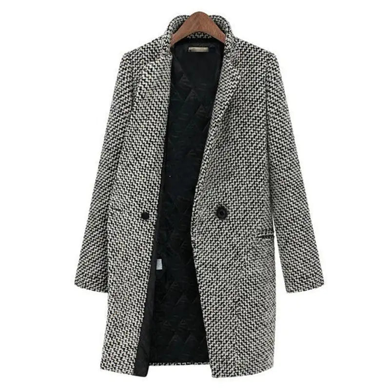 Eliza | Houndstooth Wool-Blend Longline Coat