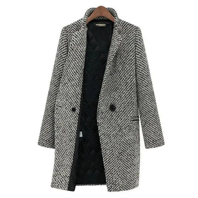 Eliza | Houndstooth Wool-Blend Longline Coat