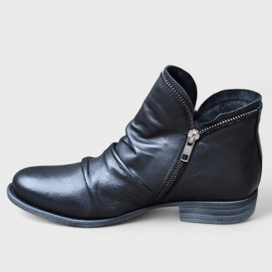 Ruby | Vintage Side-Zip Leather Ankle Boots