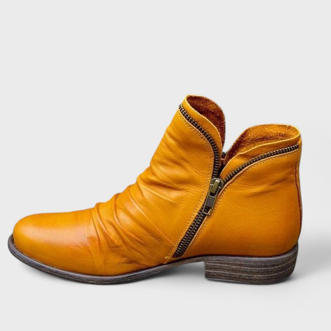 Ruby | Vintage Side-Zip Leather Ankle Boots
