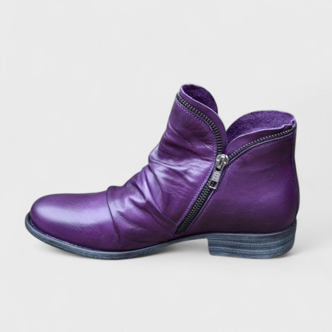 Ruby | Vintage Side-Zip Leather Ankle Boots