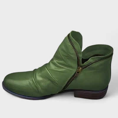 Ruby | Vintage Side-Zip Leather Ankle Boots