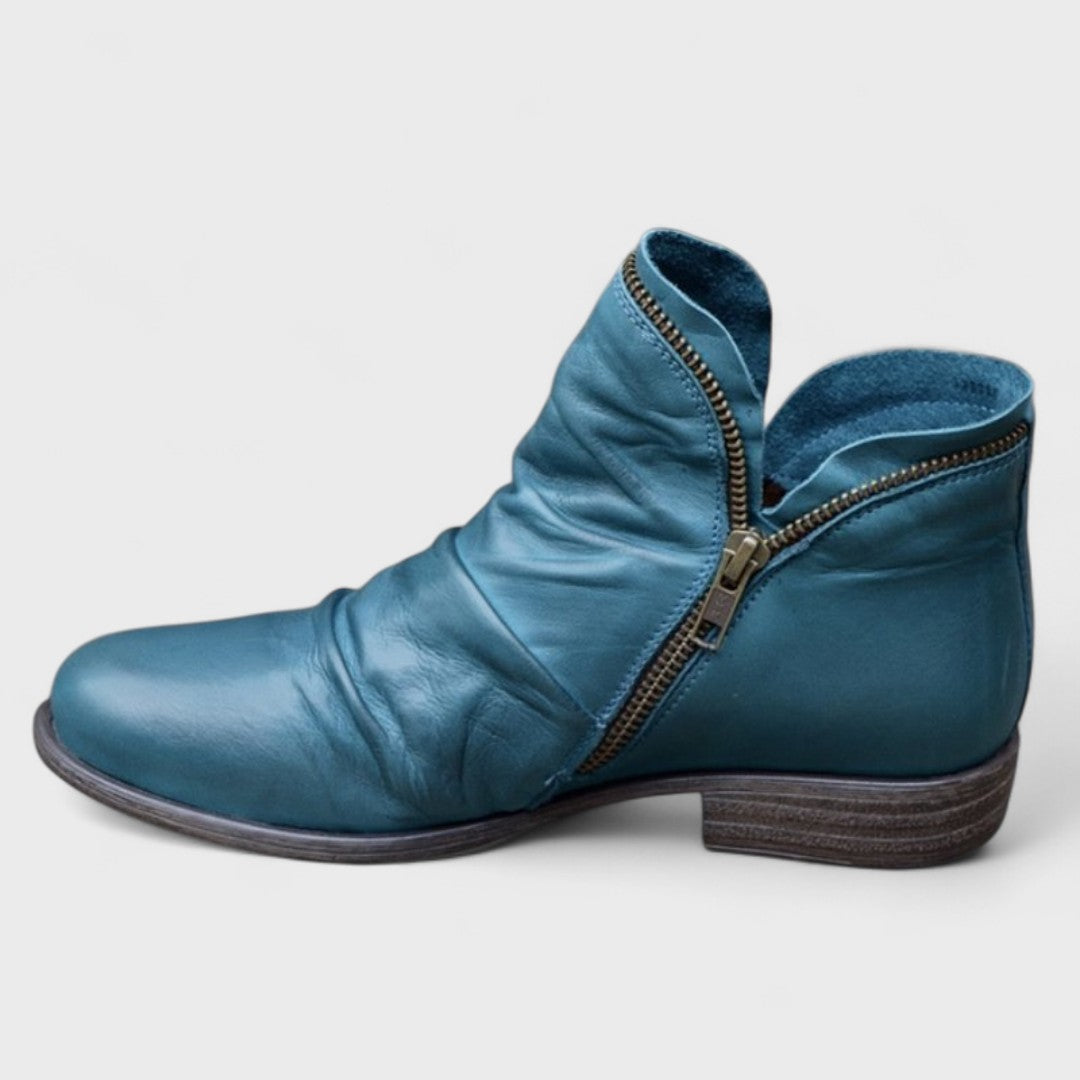 Ruby | Vintage Side-Zip Leather Ankle Boots
