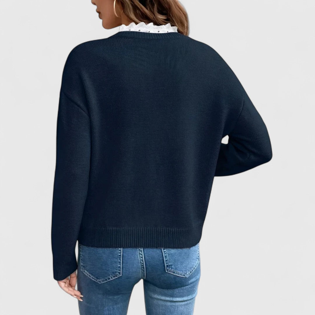 Emma | Elegant Knit Top with Lace Trim