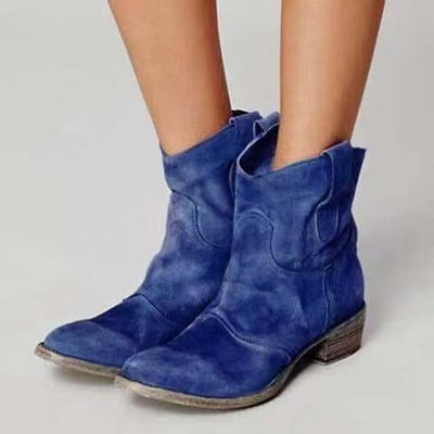 Sophie | Western Suede Low Ankle Boots