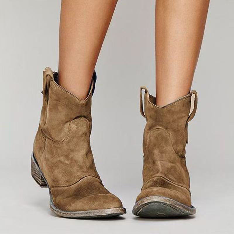 Sophie | Western Suede Low Ankle Boots