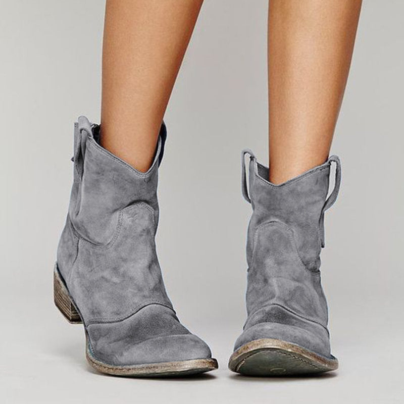 Sophie | Western Suede Low Ankle Boots