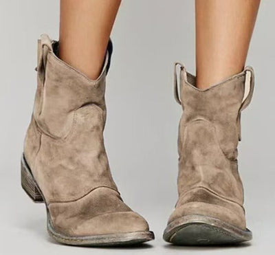 Sophie | Western Suede Low Ankle Boots