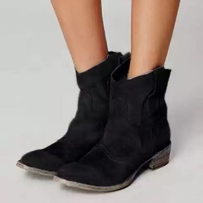 Sophie | Western Suede Low Ankle Boots