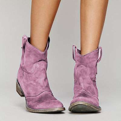 Sophie | Western Suede Low Ankle Boots