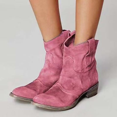Sophie | Western Suede Low Ankle Boots