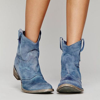 Sophie | Western Suede Low Ankle Boots