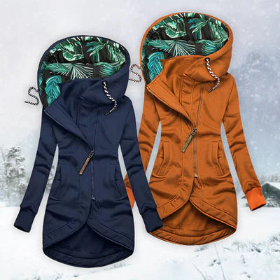 Leah | Asymmetrical Zip-Up Hooded Jacket