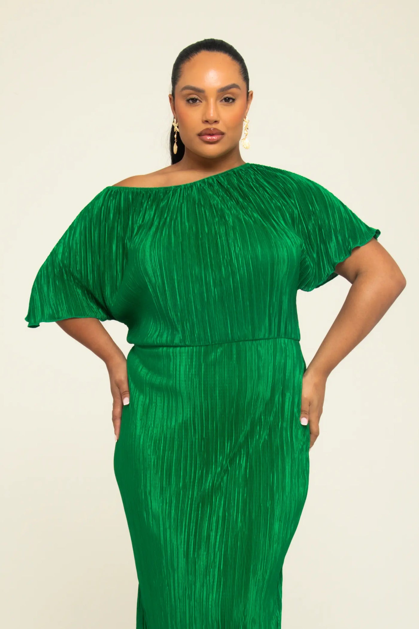 Naomi | One-Shoulder Pleated Maxi Dress
