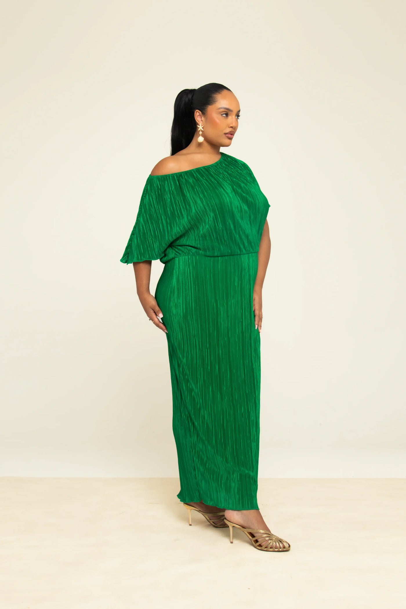 Naomi | One-Shoulder Pleated Maxi Dress