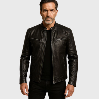 Jaxon | Classic Slim-Fit Leather Biker Jacket