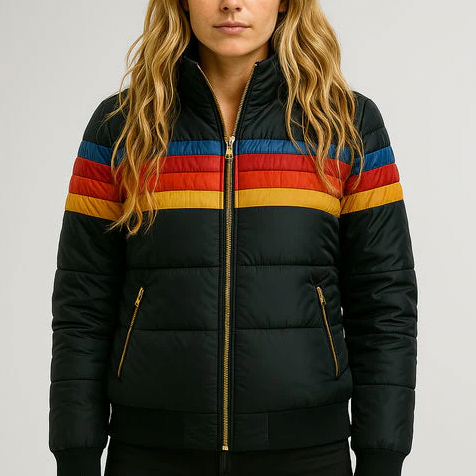 Jasmine | Retro Striped Puffer Jacket