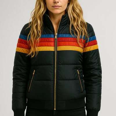 Jasmine | Retro Striped Puffer Jacket