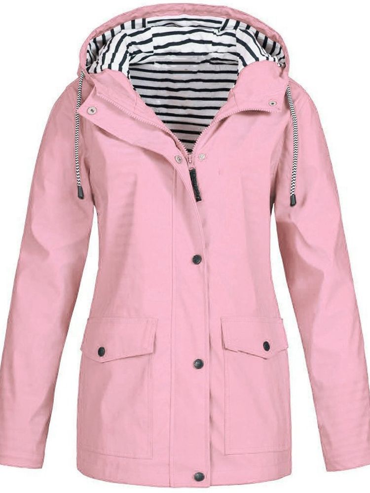 Poppy | Bright Waterproof Striped-Lined Raincoat